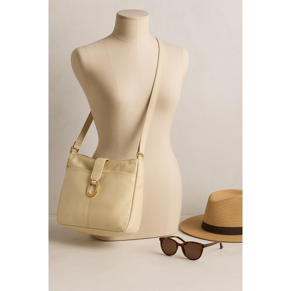 Vintage Wilson's Leather Cream Shoulder‎ Bag – Y2K Soft Leather Crossbody Purse